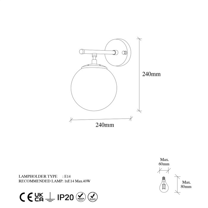Opviq Roe - 10715 Lámpara de pared negro y crema